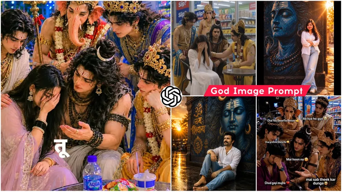 God Meeting Girl & Boy Ai photo Prompt