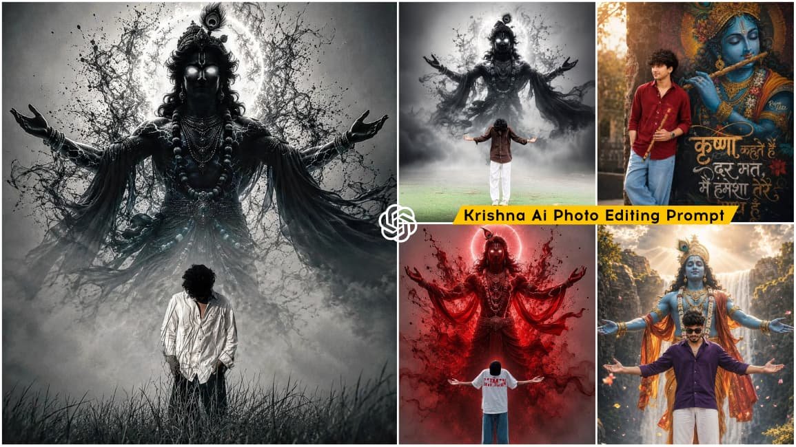 Cinematic Lord Krishna Ai Photo Editing Prompt