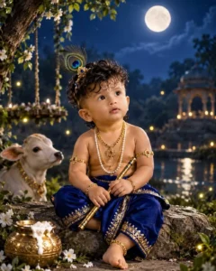 Little Boy Krishna Janmashtami Ai Photo Editing Prompt